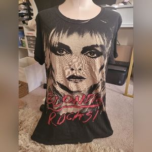 Vintage Blondie Debbie Harry Distressed Slashed Tunic Tee